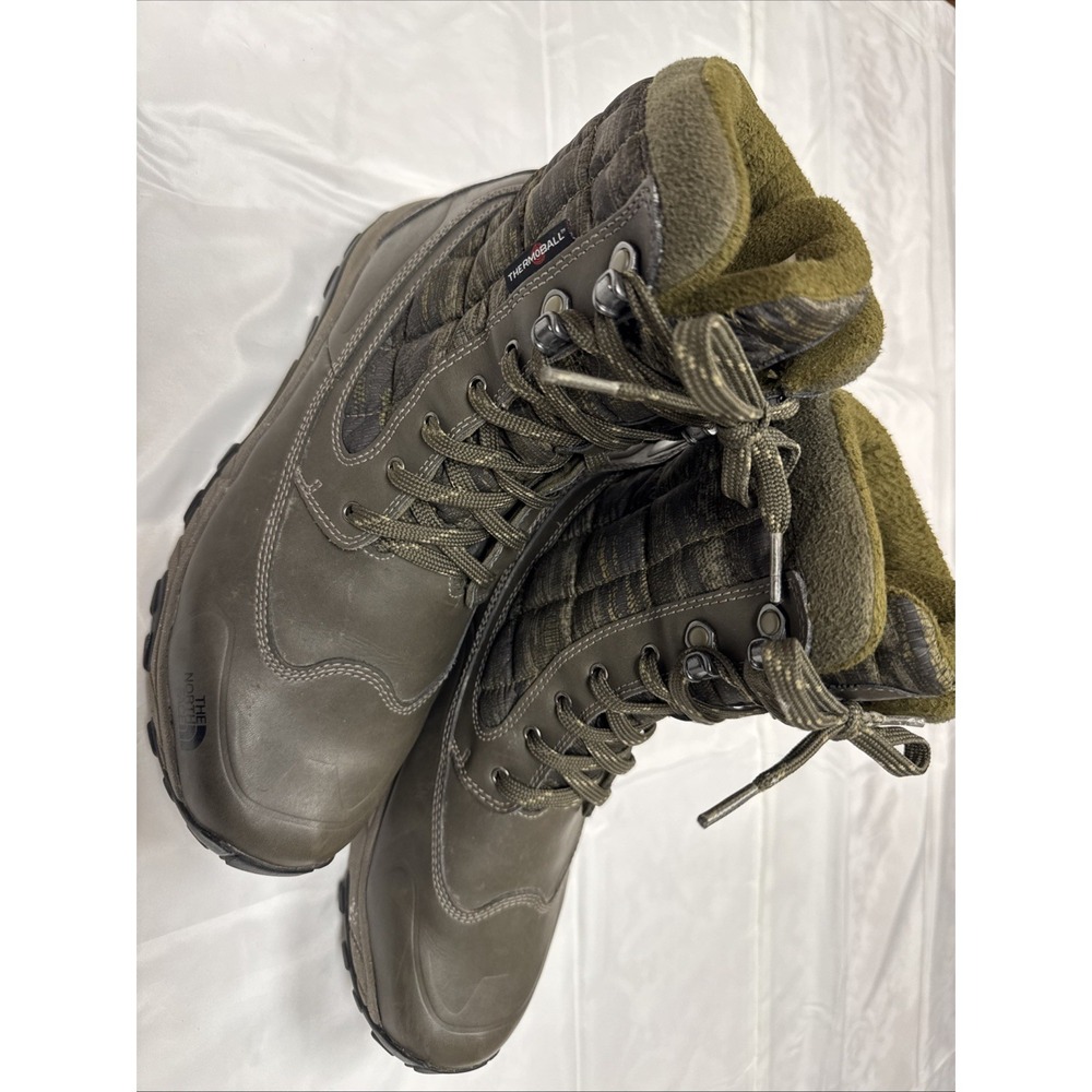 The North Face ThermoBall Eco‎ Men's 9 Insulated Winter Boots Brown/Green